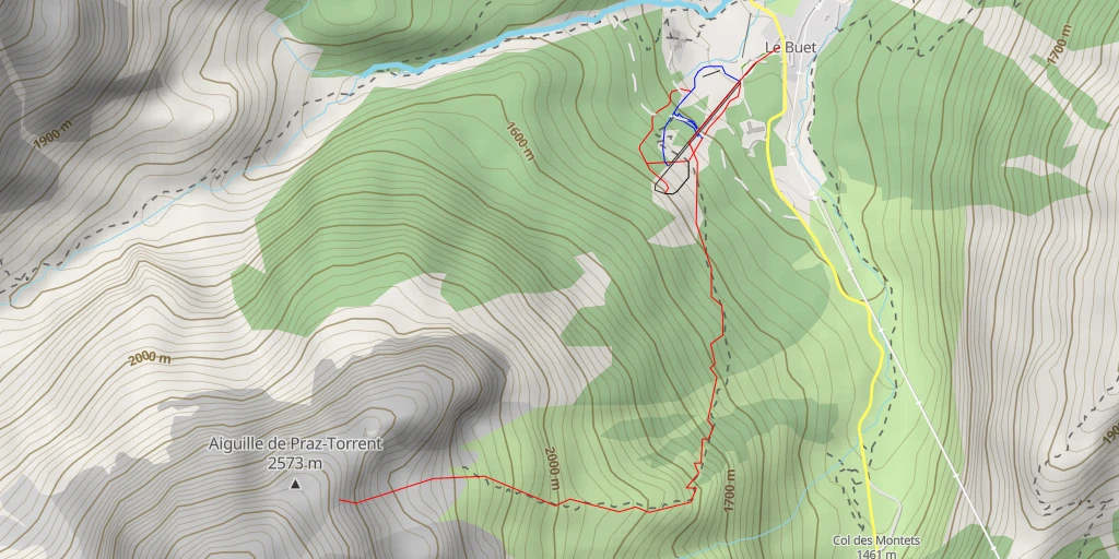 Map of the trail for Aiguille de Praz Torrent Luge à foin