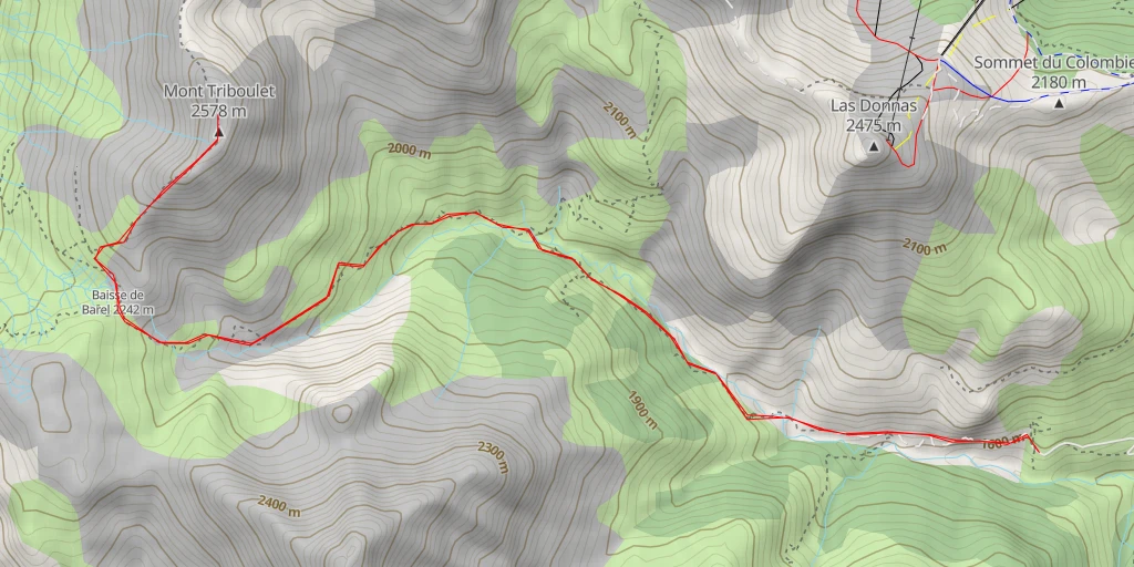 Map of the trail for Mont Triboulet