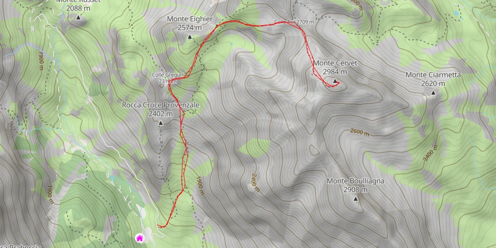 Carte de l'itinéraire :  Monte Cervet