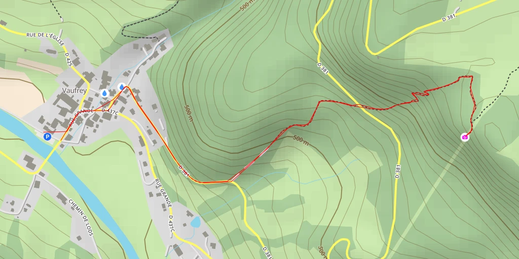 Map of the trail for D 381