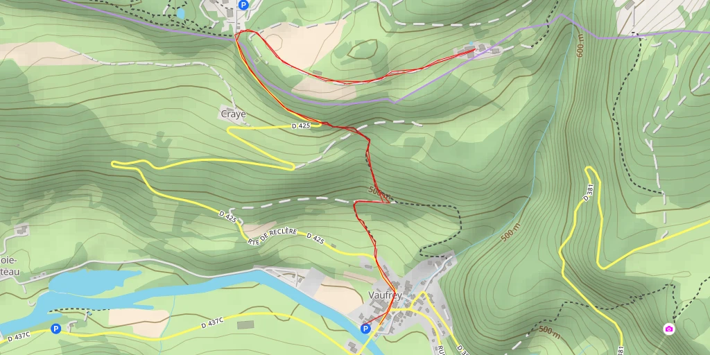 Carte de l'itinéraire :  Route des Grottes - Haute-Ajoie