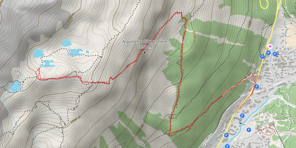 Carte de l'itinéraire :  Lacs de Chéserys