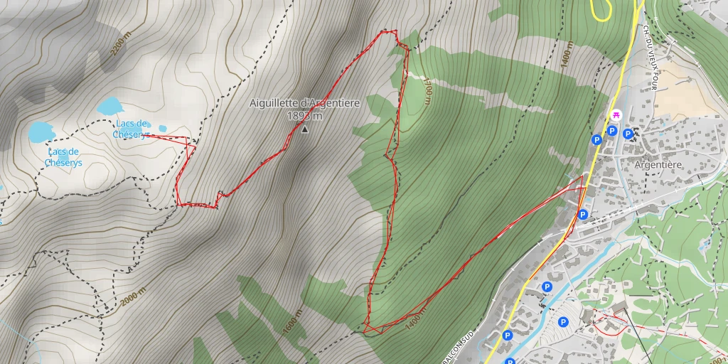 Map of the trail for Lacs de Chéserys