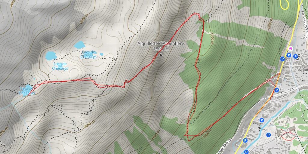 Carte de l'itinéraire :  Lacs de Chéserys