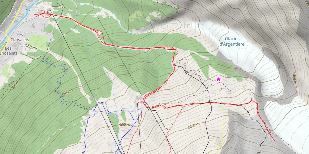 Carte de l'itinéraire :  Point de vue du glacier d'Argentière