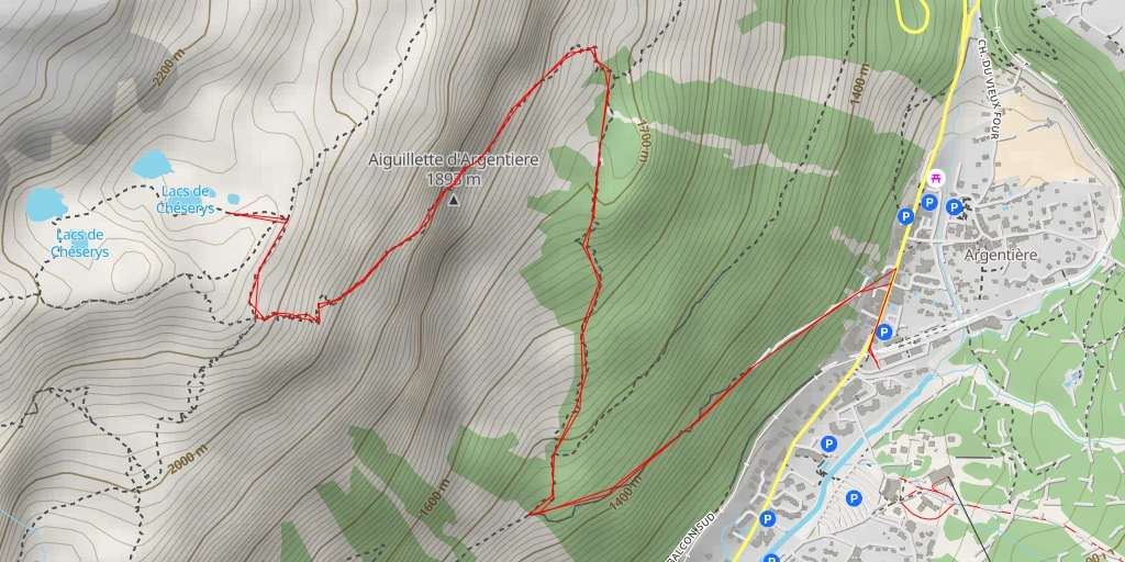 Map of the trail for Lacs de Chéserys