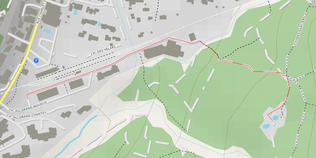 Map of the trail for Chemin des Glaciers