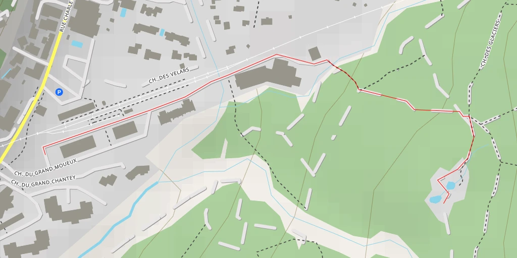 Map of the trail for Chemin des Glaciers