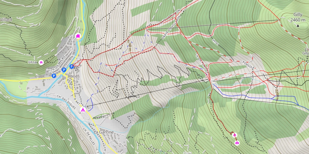 Map of the trail for Chemin du Varenc - Abriès-Ristolas