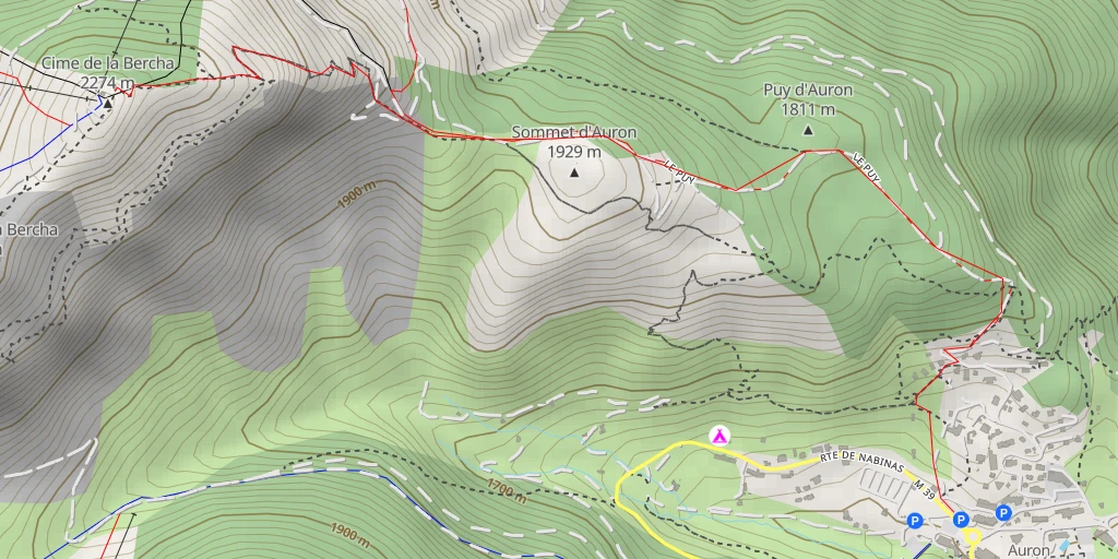 Map of the trail for Cime de la Bercha