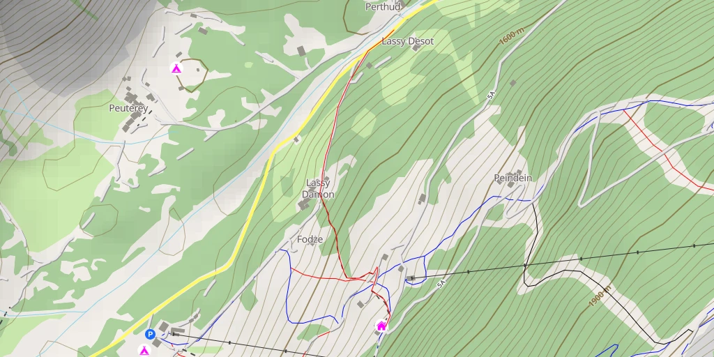 Map of the trail for Rifugio Monte Bianco