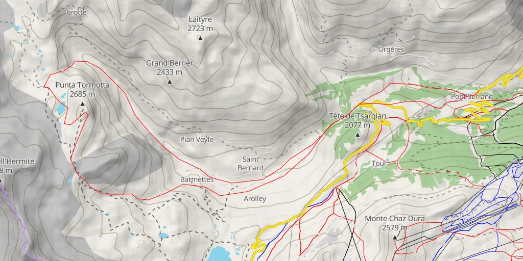 Map of the trail for Tormottaz  tour et sommet 