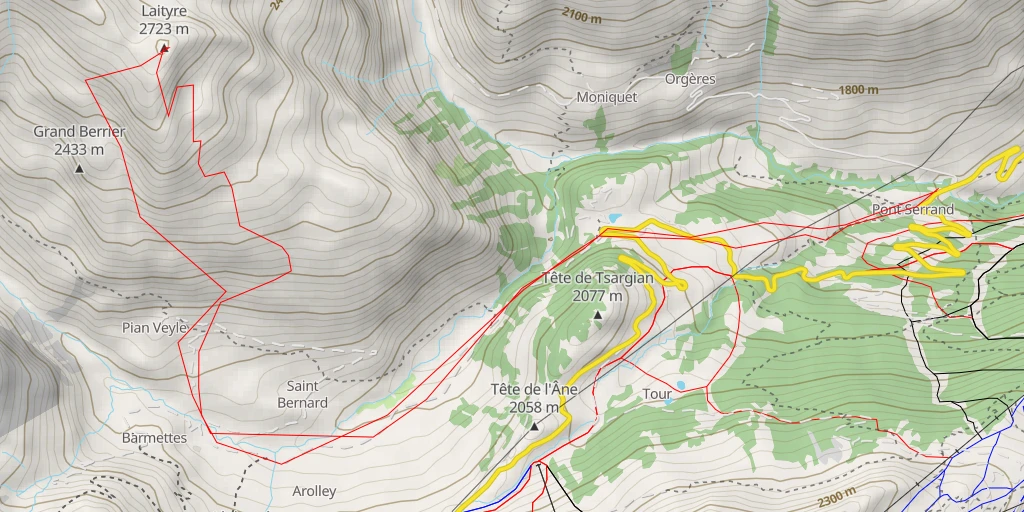 Map of the trail for Mont Laityre Versant S - Couloir W