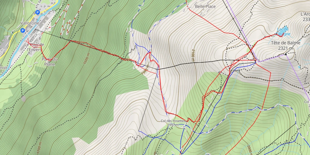 Map of the trail for Lac de Catogne