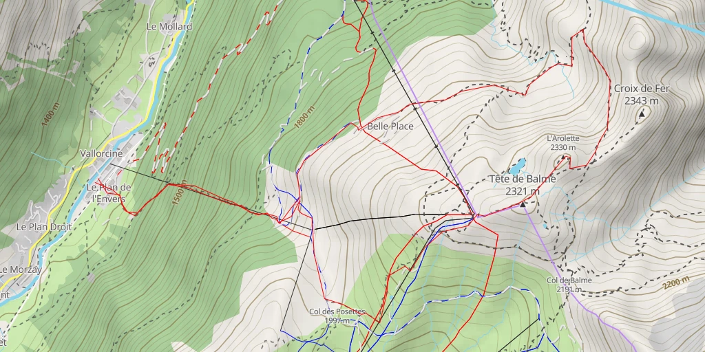 Carte de l'itinéraire :  Cretton d'en Haut