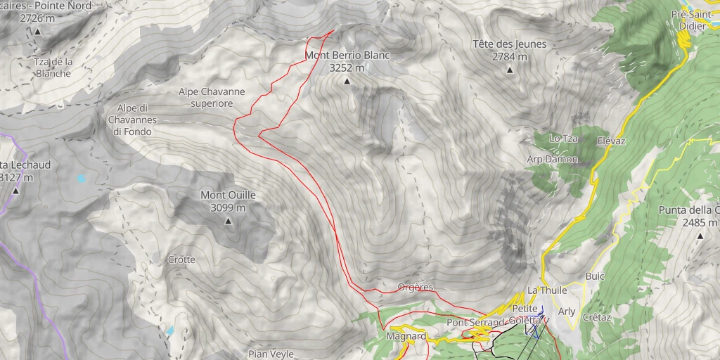 Map of the trail for Pointes des Charmonts (Mont Favre) par le vallon des Chavannes