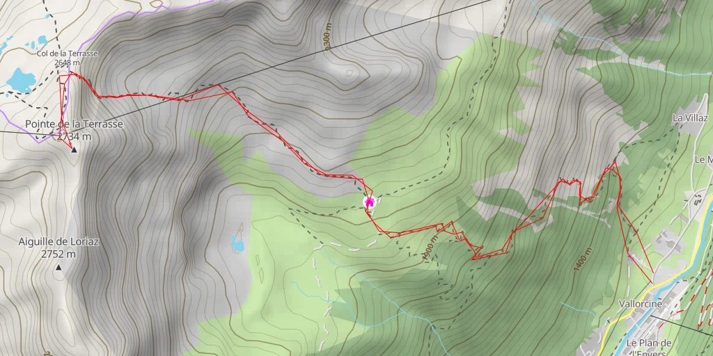 Map of the trail for Pointe de la Terrasse