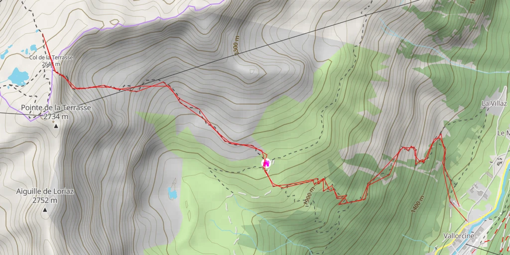 Map of the trail for Traces des dinosaures-Col de la Terrasse - Traces des dinosaures-Col de la Terrasse