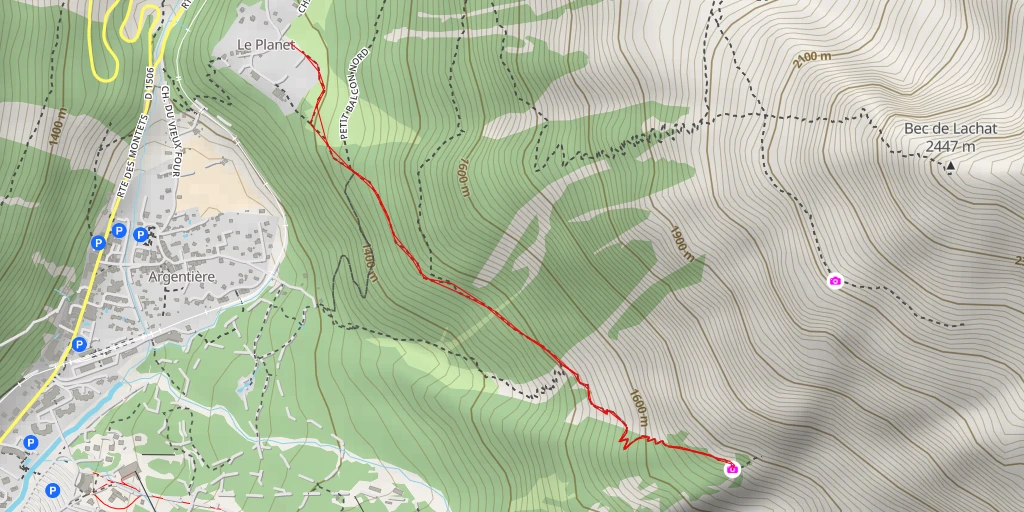 Map of the trail for Chemin de la Glacière