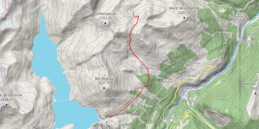 Map of the trail for Lac de Blantsin