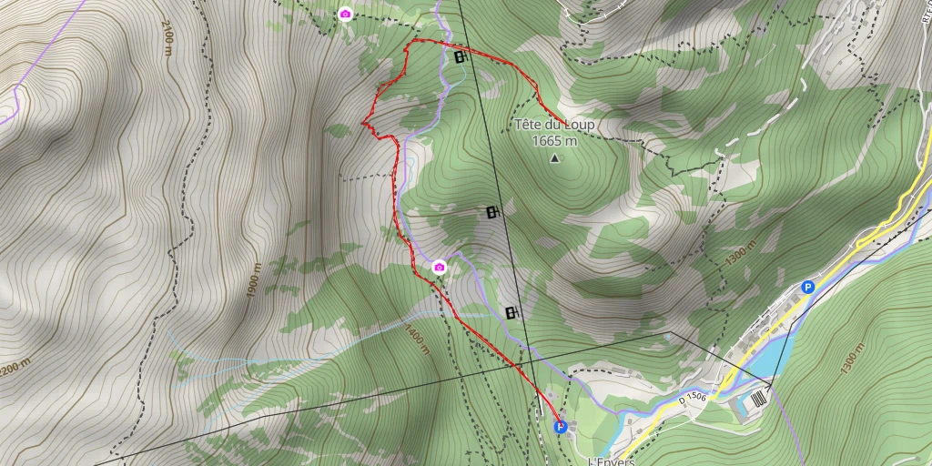 Map of the trail for Tête du Loup