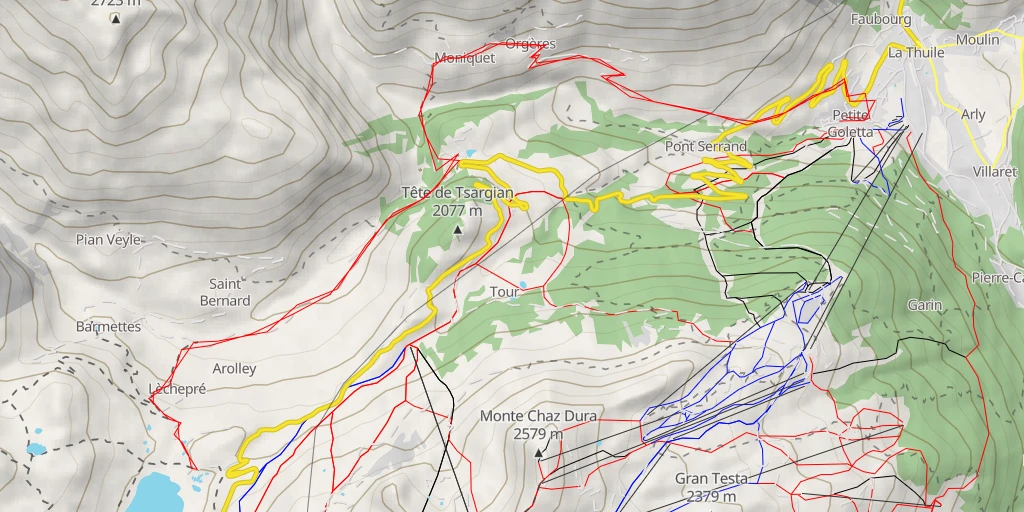 Map of the trail for sentiero T