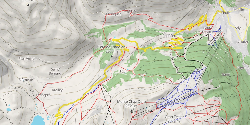 Map of the trail for sentiero T