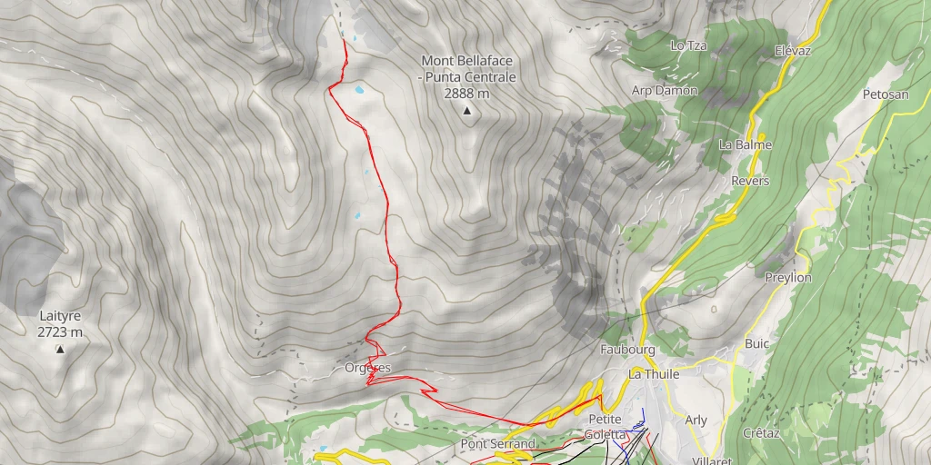 Map of the trail for La Thuile