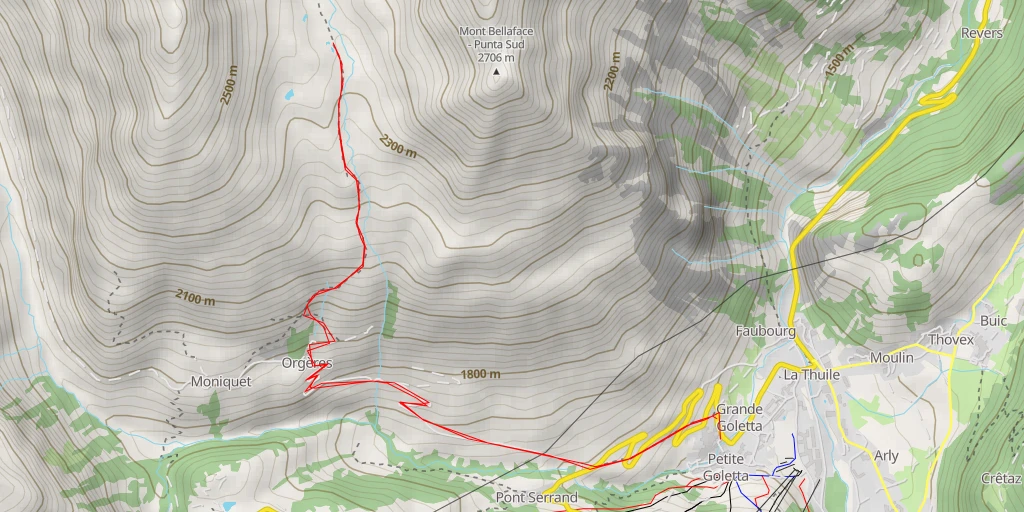 Map of the trail for Pian Bovard