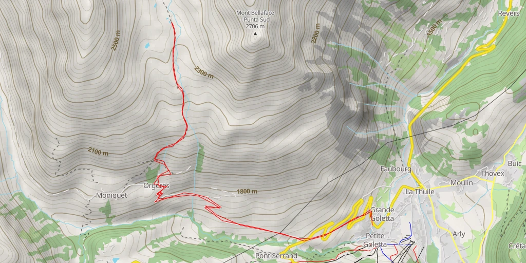 Map of the trail for Pian Bovard