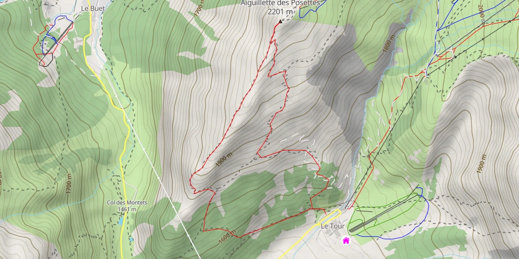 Map of the trail for Aiguillette des Posettes