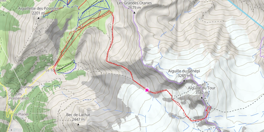 Map of the trail for Aiguille Purtscheller Arête S classique