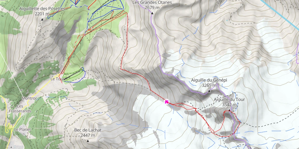 Map of the trail for Aiguille du Tour Sommet S par l'Arête SW de la Table de Roc