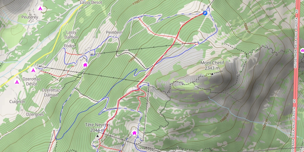 Carte de l'itinéraire :  Tête Neyron