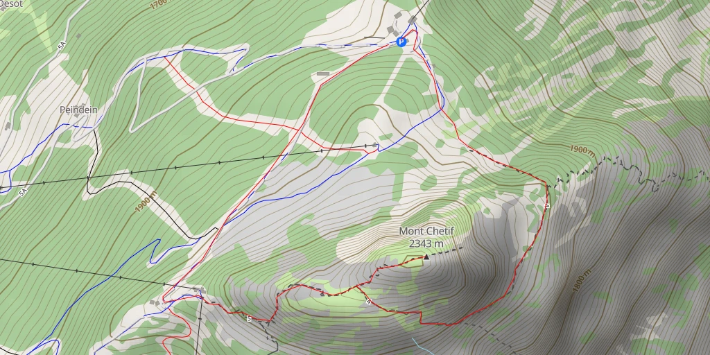 Carte de l'itinéraire :  Mont Chétif