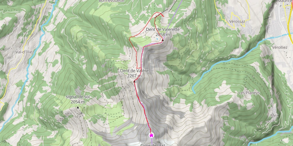 Map of the trail for Refuge de Chalin