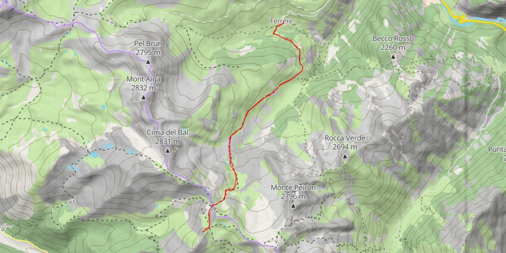 Map of the trail for Aiguilles de Tortisse