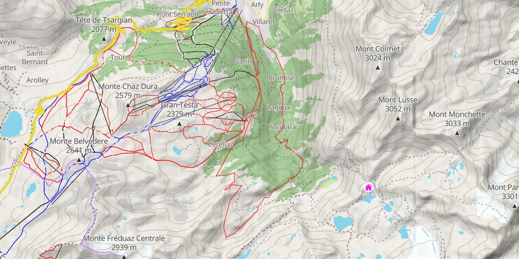 Map of the trail for Mont Thuilette Circuit par la combe Sozin