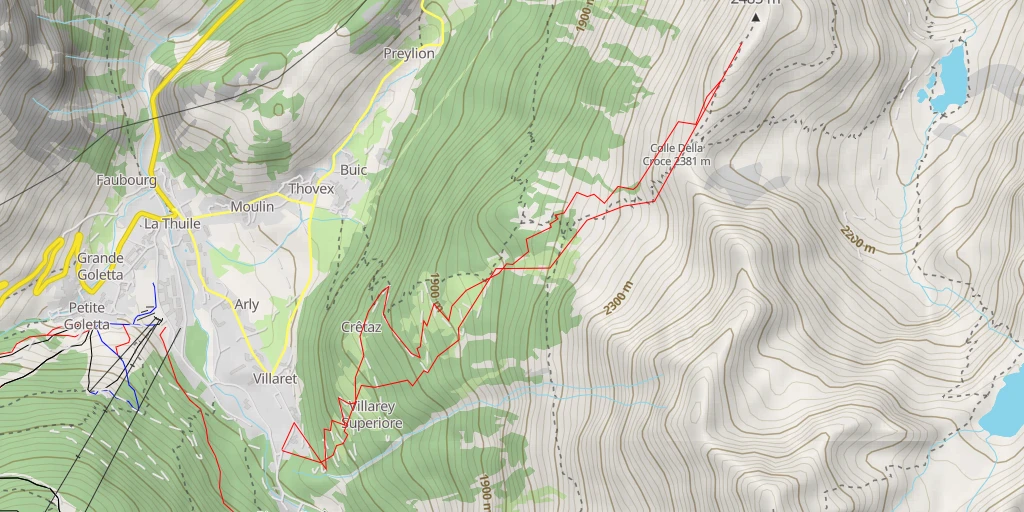 Map of the trail for Pointe de la Croix De Villaret