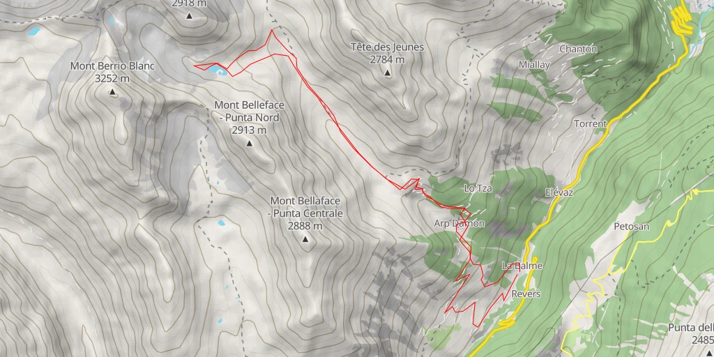 Map of the trail for Lac de la Plate Par le vallon de la Youlaz