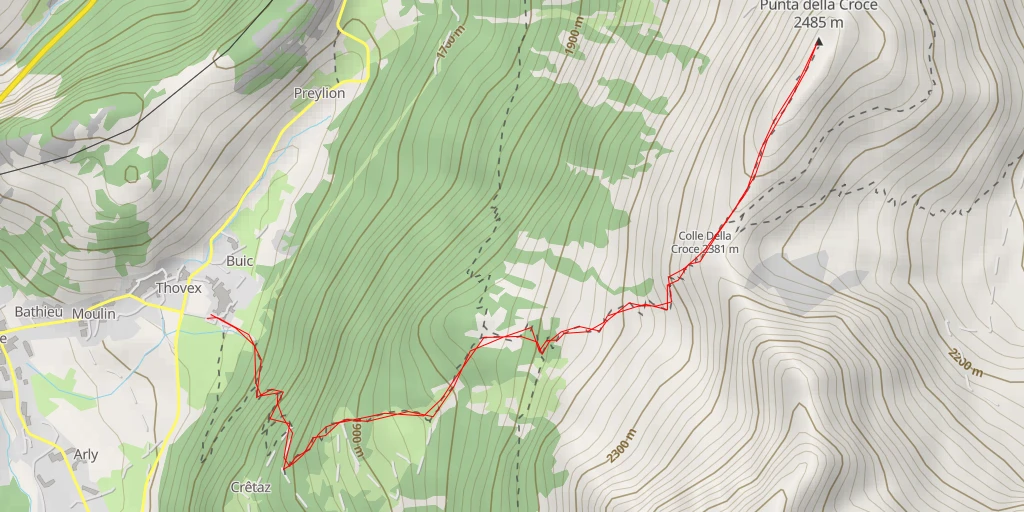 Map of the trail for Punta della Croce