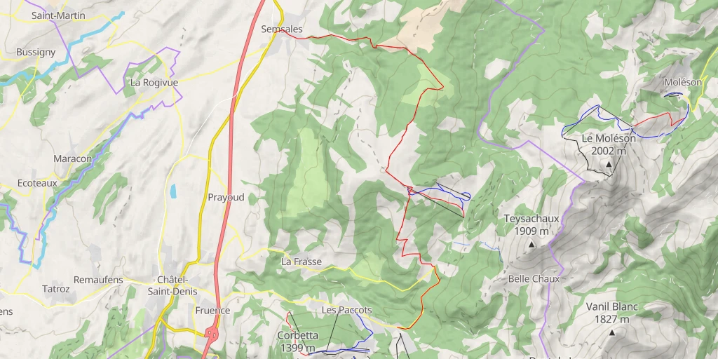 Map of the trail for Niremont en traversée des Paccots à Semsales