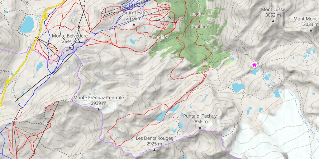 Map of the trail for Lacs du Mont Freduaz Circuit par le Haut vallon de Belle Combe 