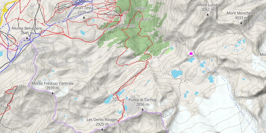 Map of the trail for Col du Tachuy ou du Petit Par le circuit des lacs