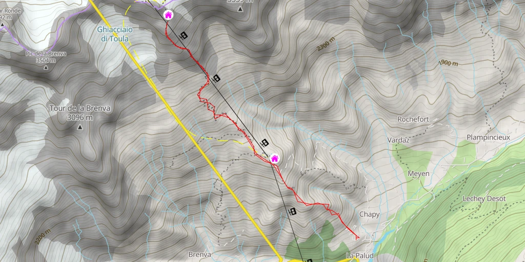 Carte de l'itinéraire :  Rifugio Torino Vecchio