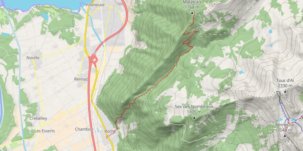 Map of the trail for Malatraix Depuis Roche