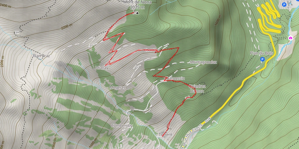 Carte de l'itinéraire :  Mont de Nona