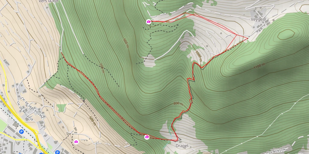 Map of the trail for Roc de Veyges