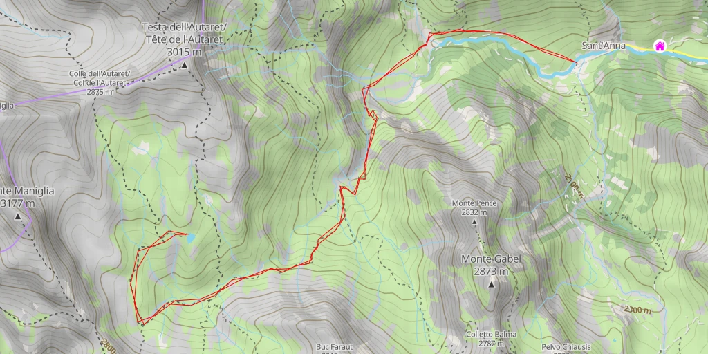 Carte de l'itinéraire :  Lago dell'Autaret