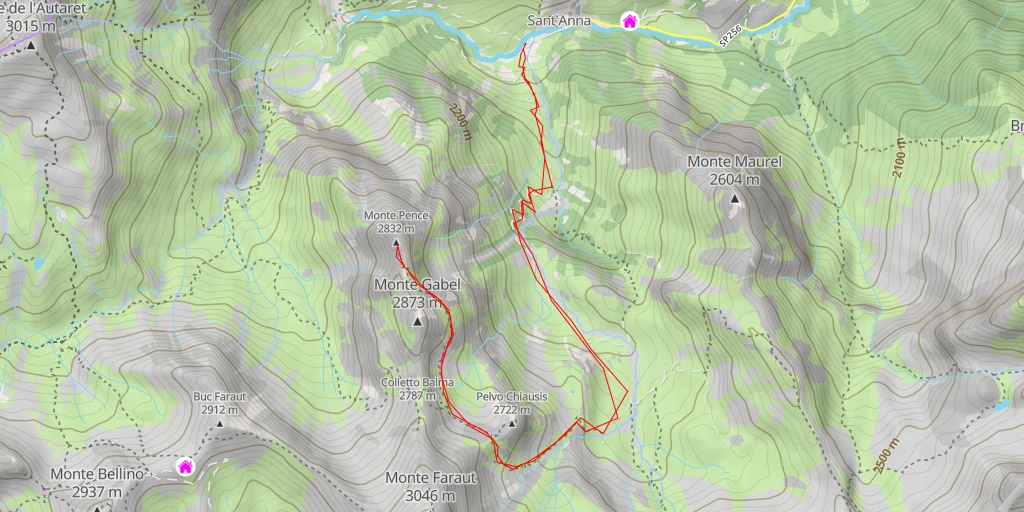 Carte de l'itinéraire :  Monte Pence